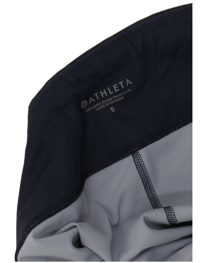 ATHLETA Womens Leggings UK 10 Small Navy Blue Colourblock