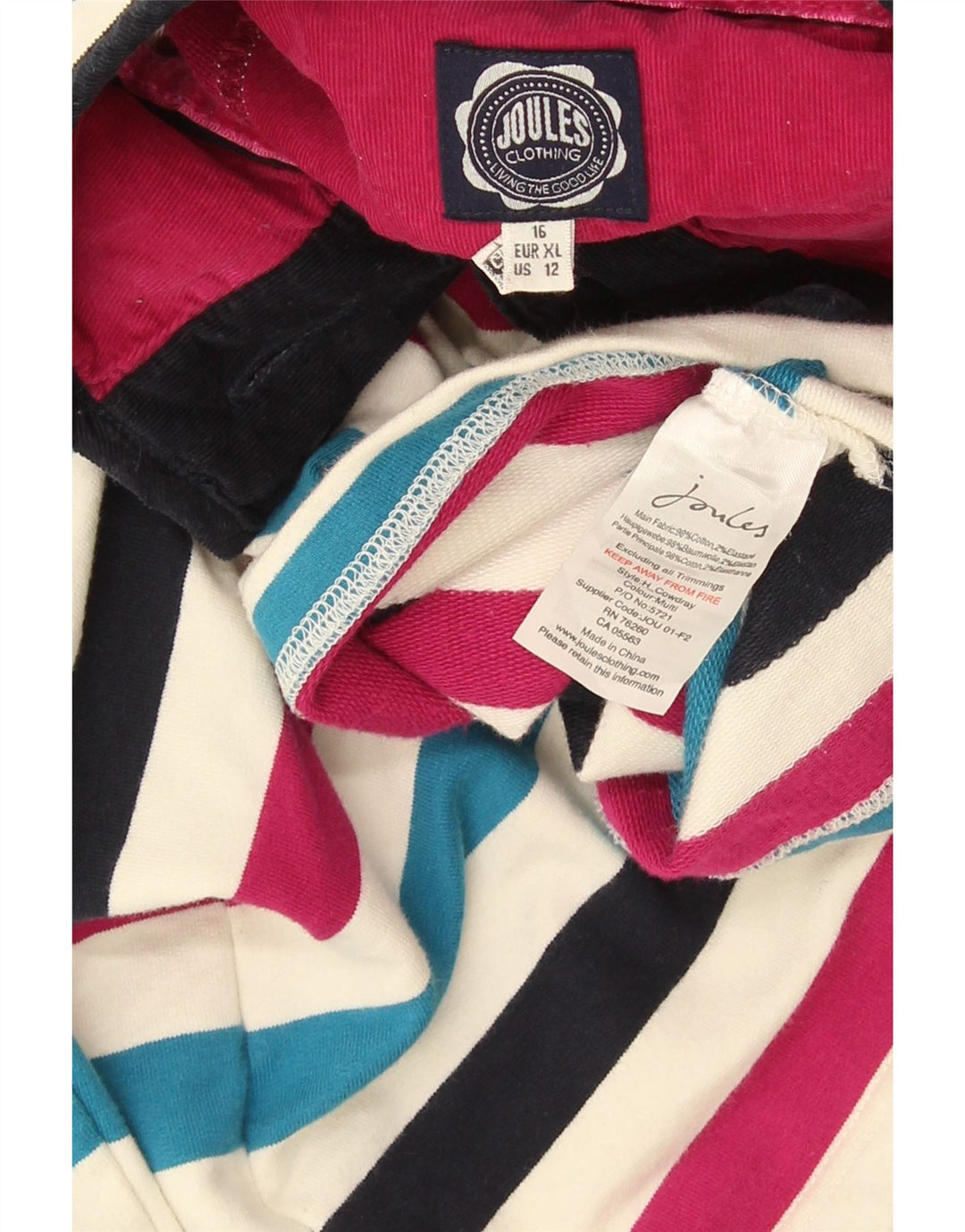 Joules Damen-Sweatshirt-Pullover UK 16 Large Mehrfarbig gestreift