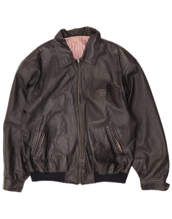 Vintage Mens Leather Jacket UK 42 XL Black Leather