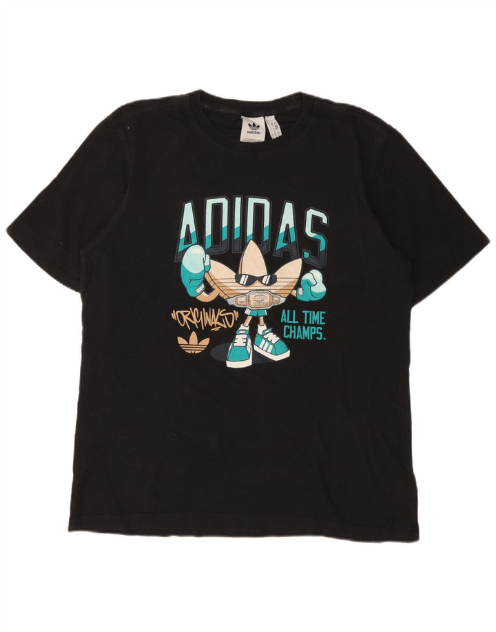 T-shirt grafica da uomo Adidas Top in cotone nero medio