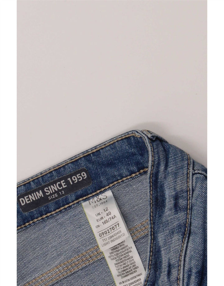 Marks & Spencer Short en jean vieilli pour femme UK 12 Medium W30 Bleu Coton
