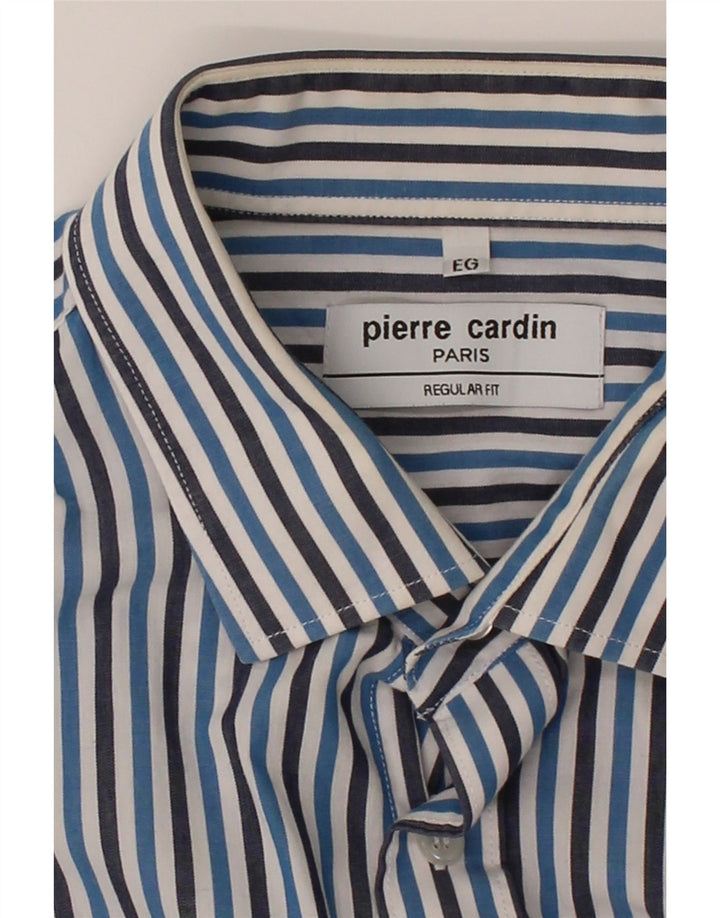 PIERRE CARDIN Mens Shirt Large Blue Striped Cotton Vintage Pierre Cardin and Second-Hand Pierre Cardin from Messina Hembry 