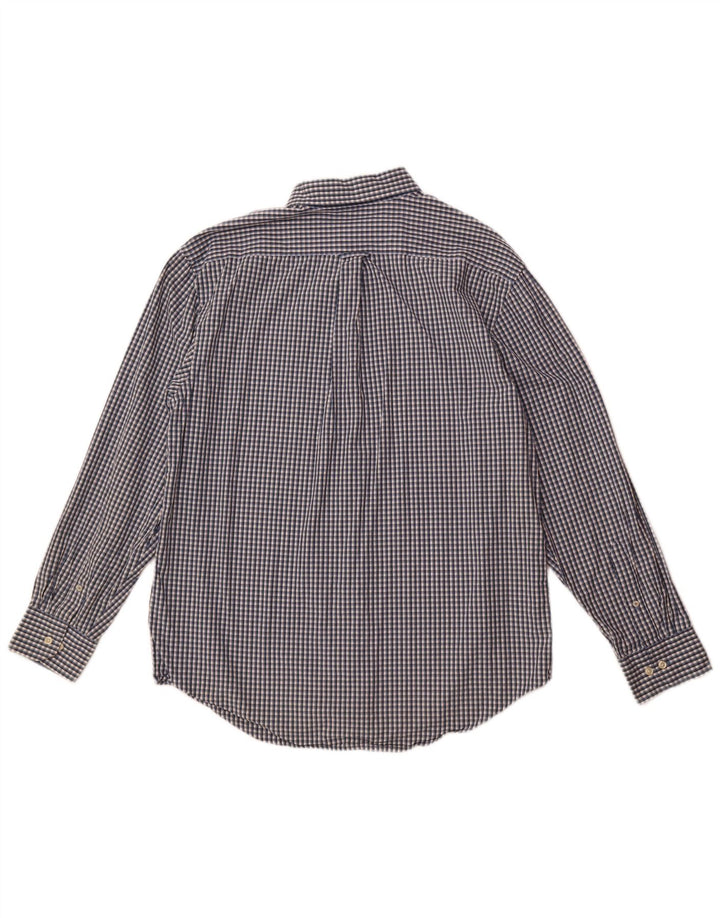Izod Mens Shirt Large Blue Check Cotton