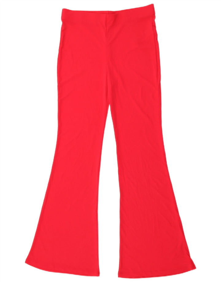 Zara Womens Flare Casual Trousers Large W30 L32 Pink Polyester