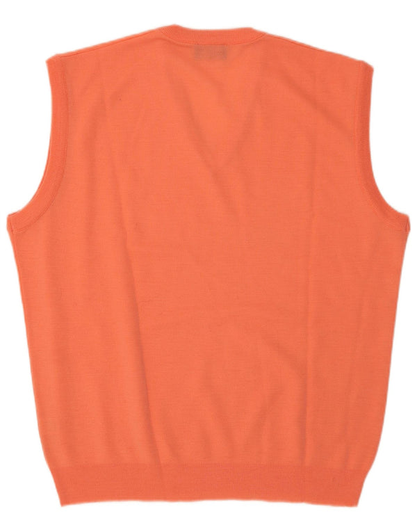 vintage Mens Vest Débardeur Grande Laine Orange