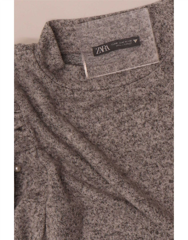 Zara Womens Top Long Sleeve UK 12 Medium Grey