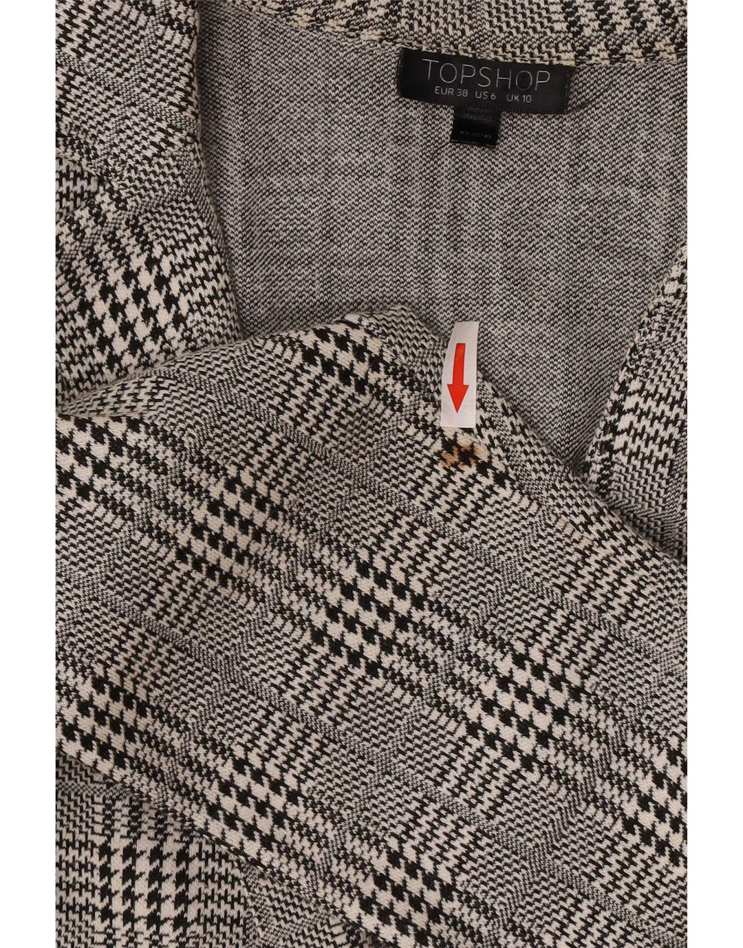 Soprabito da donna Topshop UK 10 piccolo cotone pied de poule grigio