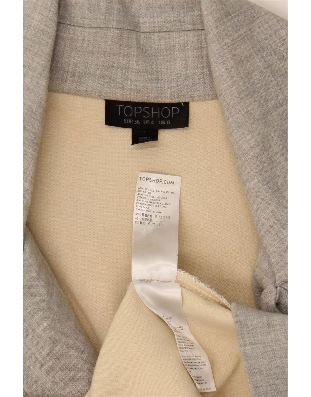 Trench oversize da donna Topshop UK 8 piccolo poliestere grigio