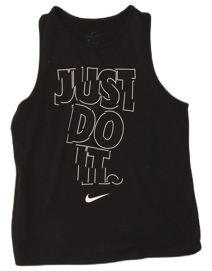 Nike Womens Dri Fit Graphic Vest Top UK 10 Small Black Polyester