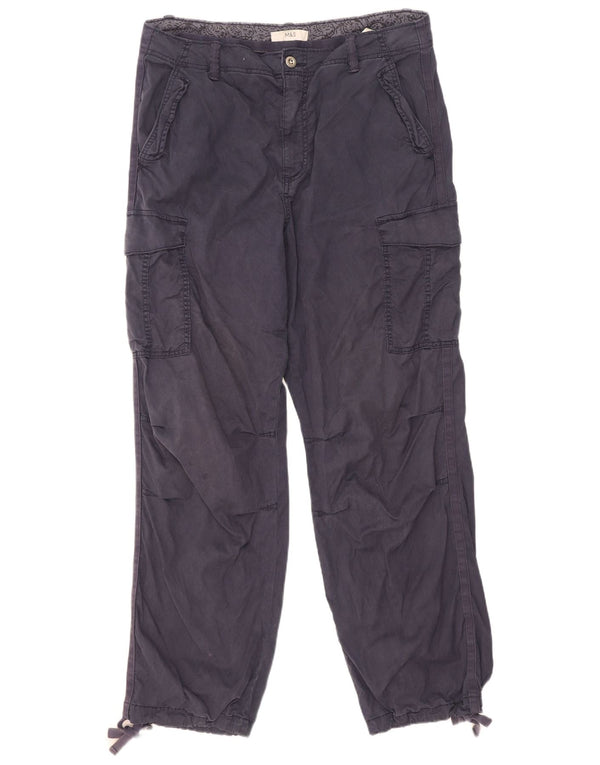 Marks & Spencer Womens High Waist Straight Cargo Trousers W34 L31 Navy Blue