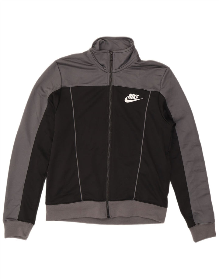 Nike Herren-Trainingsanzug-Top-Jacke aus mittelschwarzem Colourblock-Polyester