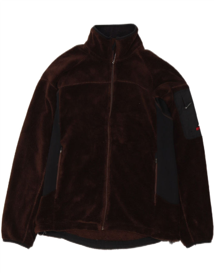McKinley Womens Graphic Fleece Jacket UK 12 Medium Brown Colourblock