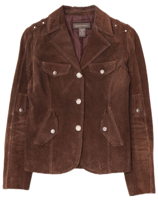Banana Republic Damen-Blazer aus Militär-Wildleder, Gr. 18, XL, braunes Leder