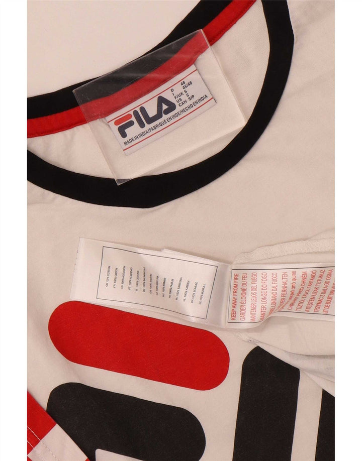 Fila Mens Graphic T-Shirt Top Small White Geometric Cotton