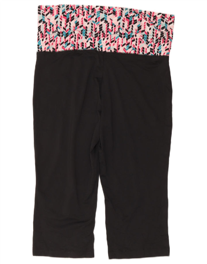 Fila Dame Capri Leggings UK 16 Large Sort Geometrisk Polyester