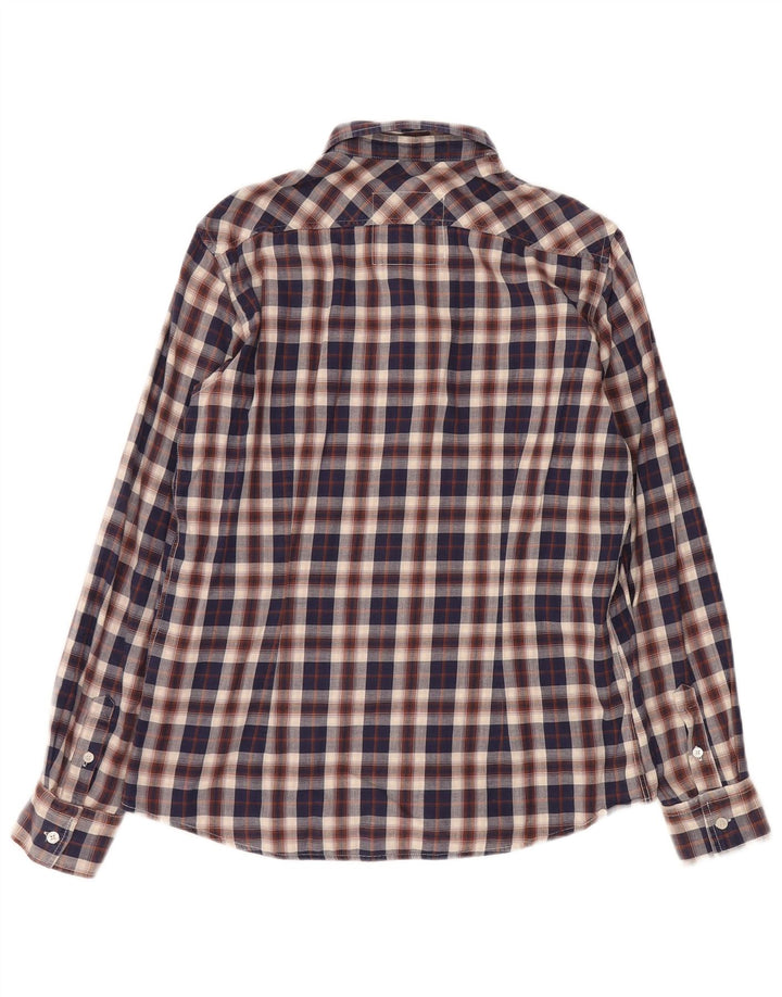 Carrera Mens Slim Fit Shirt Large Navy Blue Plaid