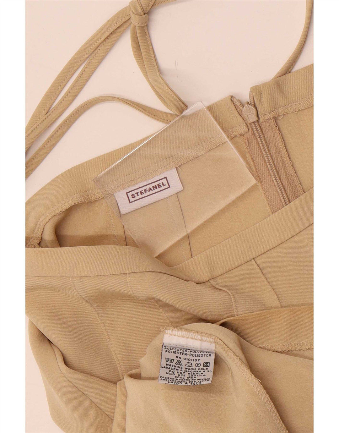 Stefanel Damen Midirock IT 40 Small W26 Beige Polyester
