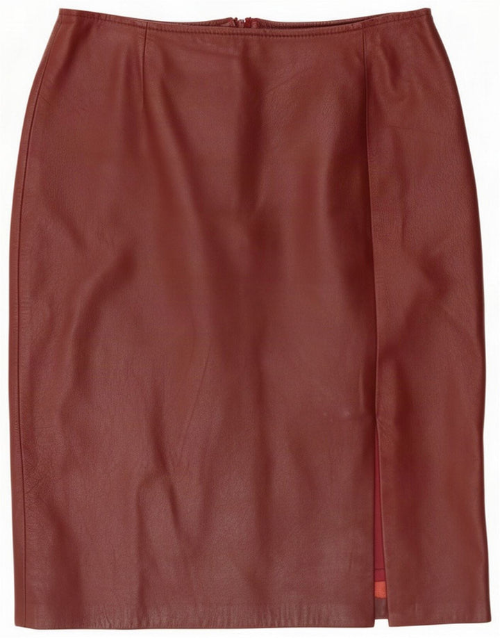 Vintage Womens Leather Skirt Medium W30 Burgundy