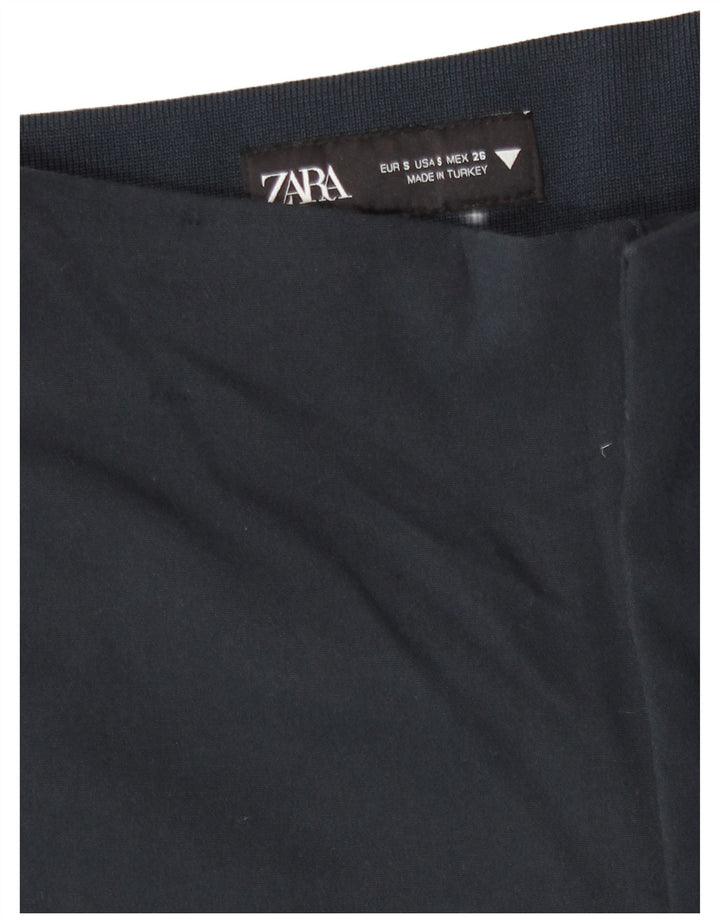 Zara Womens Capri Trousers Small W26 L19 Navy Blue Viscose