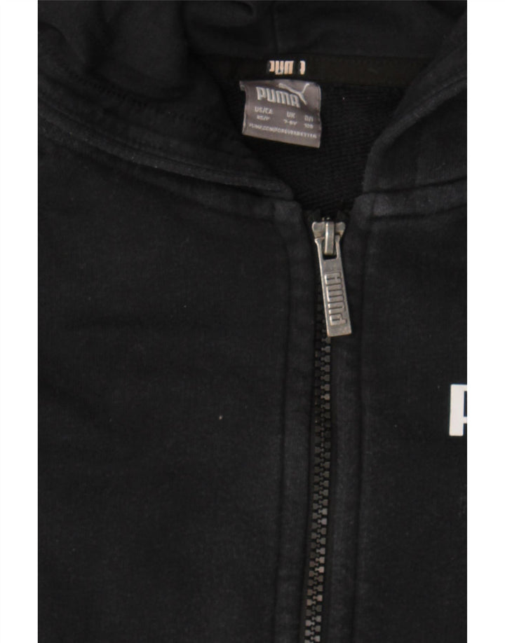 PUMA Boys Graphic Zip Hoodie Sweater 7-8 Years Black Cotton Vintage Puma and Second-Hand Puma from Messina Hembry 