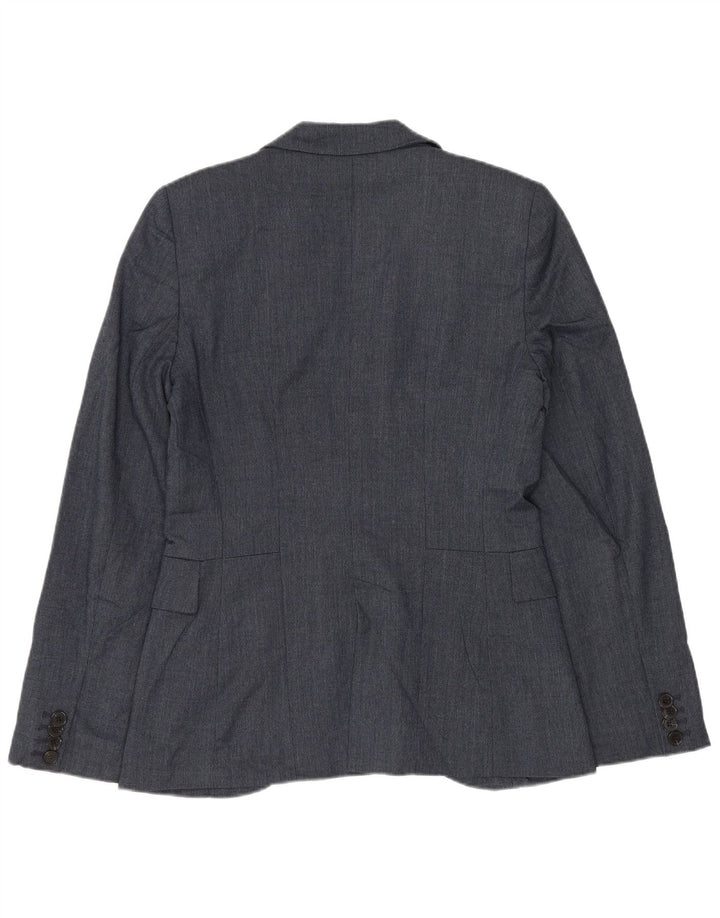 Zara Womens 1 Button Blazer Jacket UK 10 Small Navy Blue Polyester