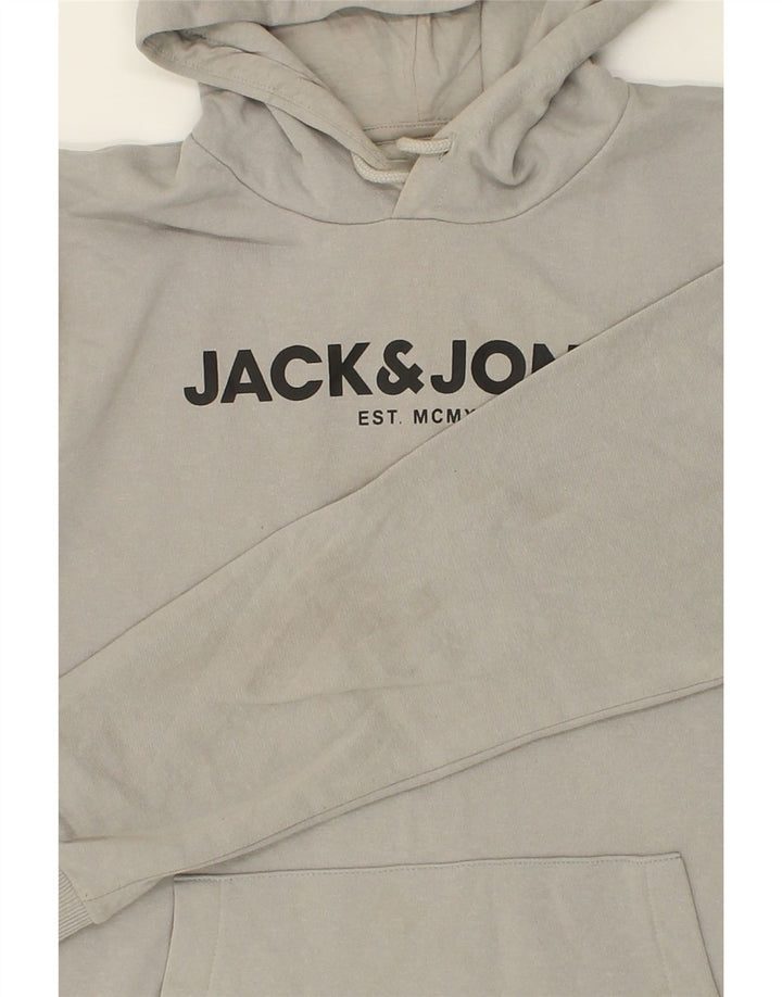 JACK & JONES Mens Graphic Hoodie Jumper Large Grey Cotton Vintage Jack & Jones and Second-Hand Jack & Jones from Messina Hembry 