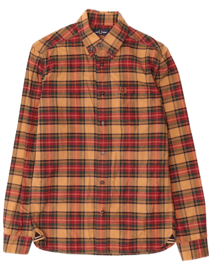 Koszula męska Fred Perry w małą brązową kratę, bawełniana