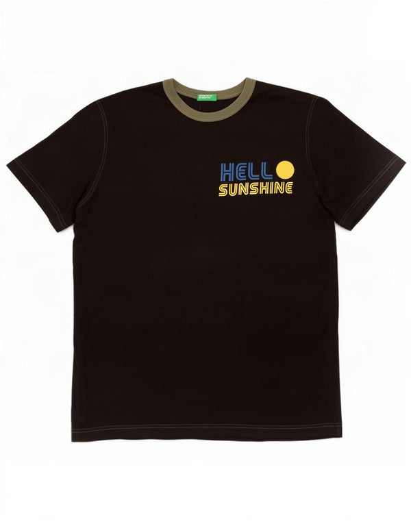 T-shirt grafica da uomo Benetton Top media nera