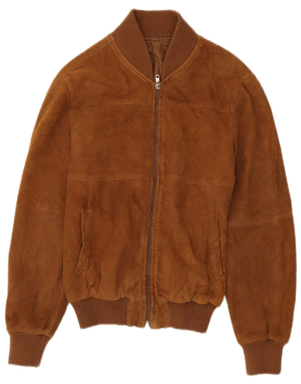 Vintage Womens Bomber Suede Jacket IT 40 Small Brown