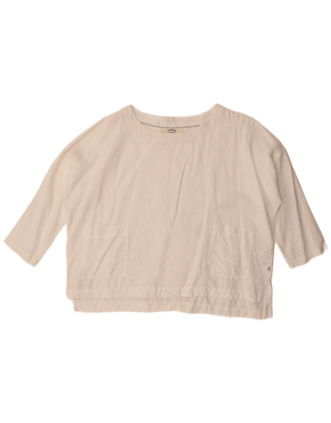 Fat Face Damen-Blusenoberteil mit 3/4-Ärmeln, übergroß, Gr. 10, Größe S, Weiß, Leinen