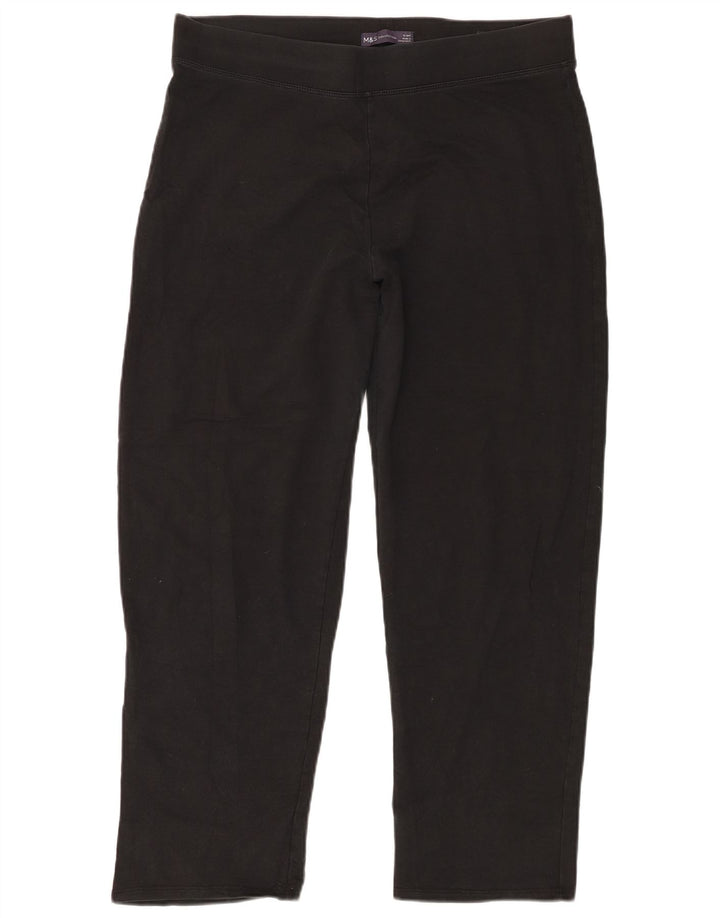Marks & Spencer Womens Short Leggings UK 16 Large Black Cotton