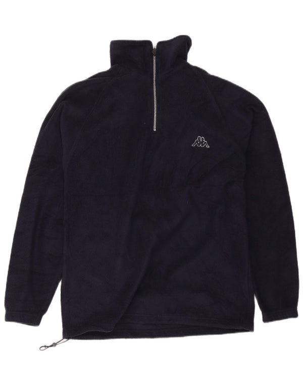 Kappa Pull polaire à col zippé pour homme, petit, bleu marine, polyester, sport