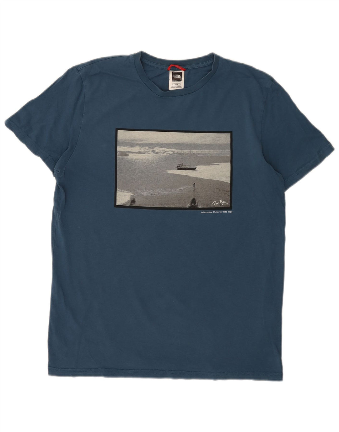 The North Face Mens Graphic T-Shirt Top Medium Blue Cotton