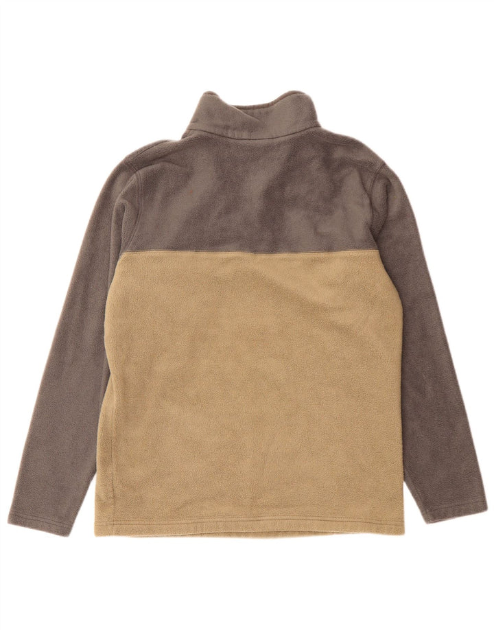 Columbia Mens Button Neck Fleece Jumper Medium Beige Colourblock Polyester
