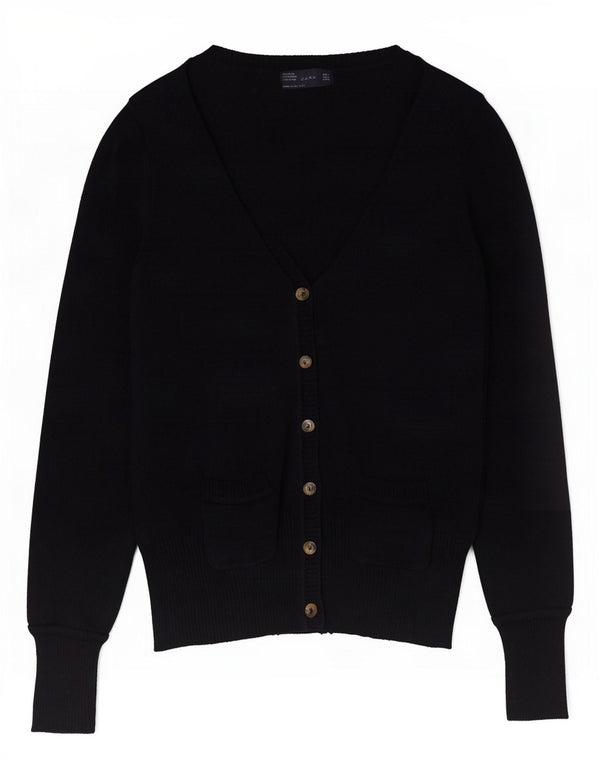 Zara Womens Cardigan Sweater UK 14 Large Bleu Marine Coton