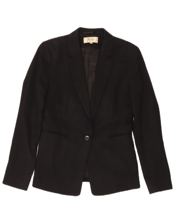 Reiss Damen-Blazerjacke mit 1 Knopf, UK 10, kleine schwarze Wolle