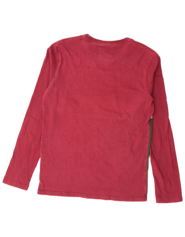 Superdry Hombre Top gráfico de manga larga de algodón color block en rojo medio