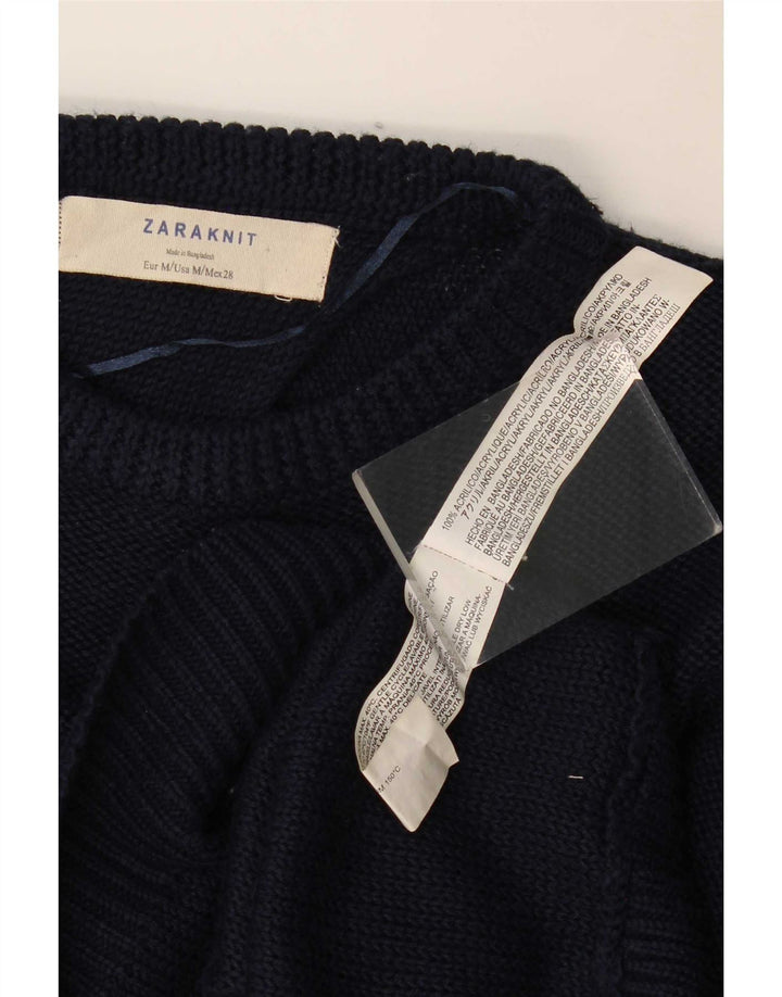 Zara Womens Oversized Boat Neck Jumper Sweater UK 14 Medium Navy Blue