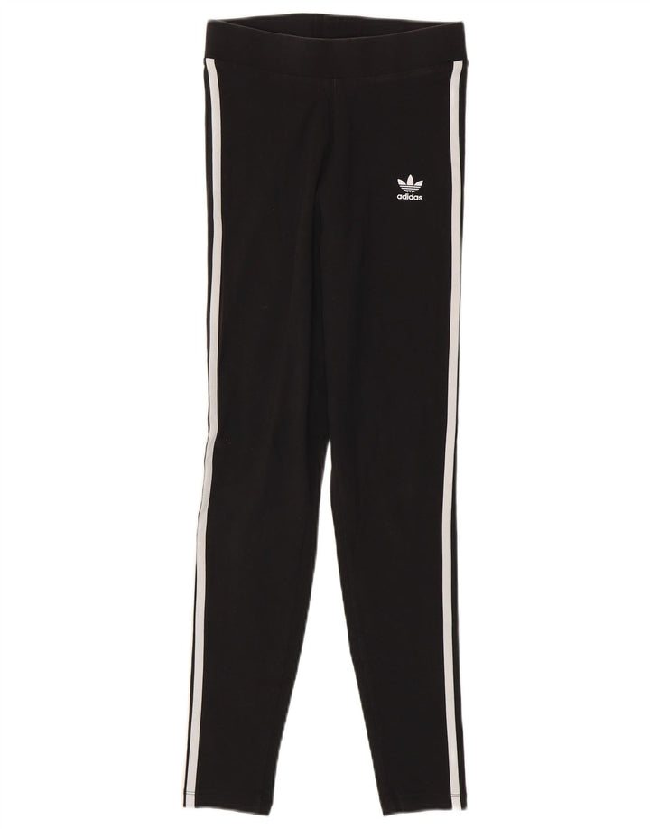 Adidas Damen Leggings UK 8 Small Schwarz Baumwolle