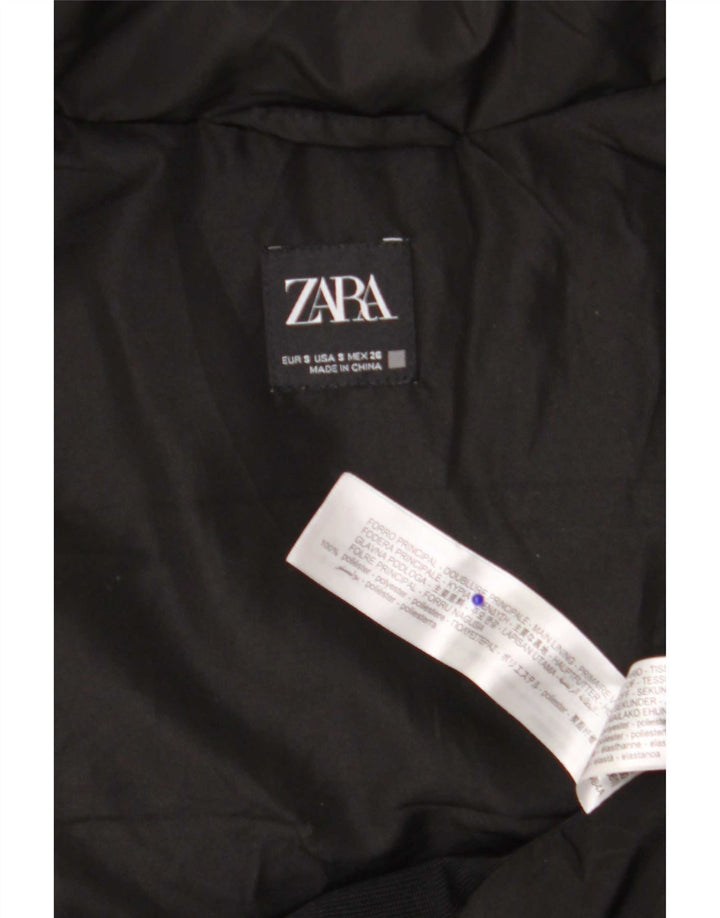Zara Womens Hooded Padded Gilet UK 10 Small Black Polyester