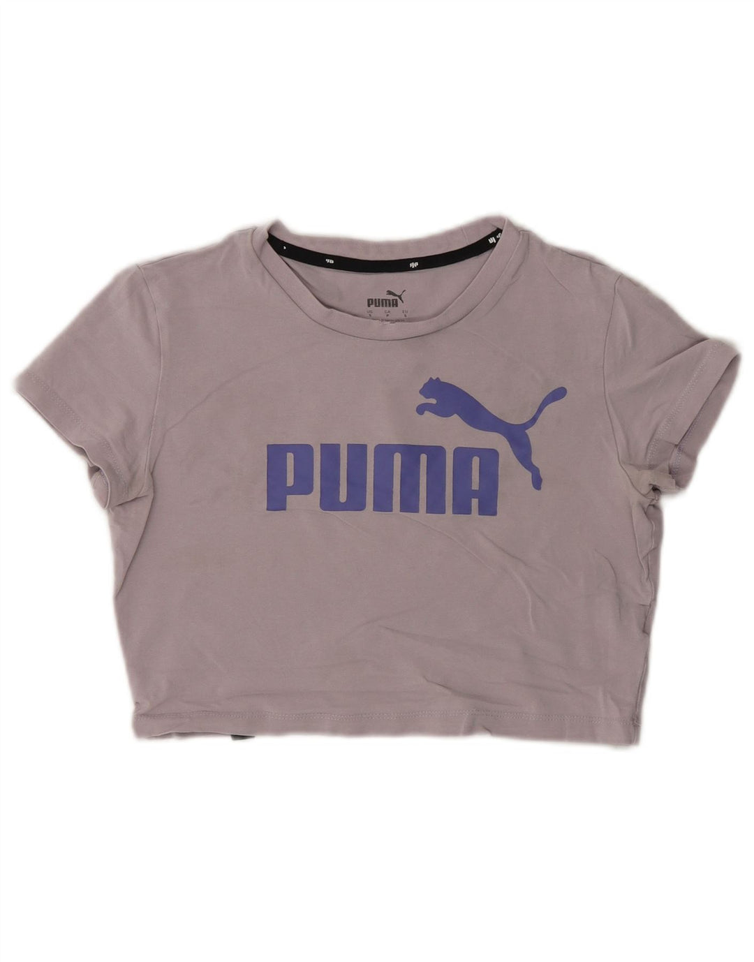 Puma Womens Crop Graphic T-Shirt Top UK 10 Small Grey