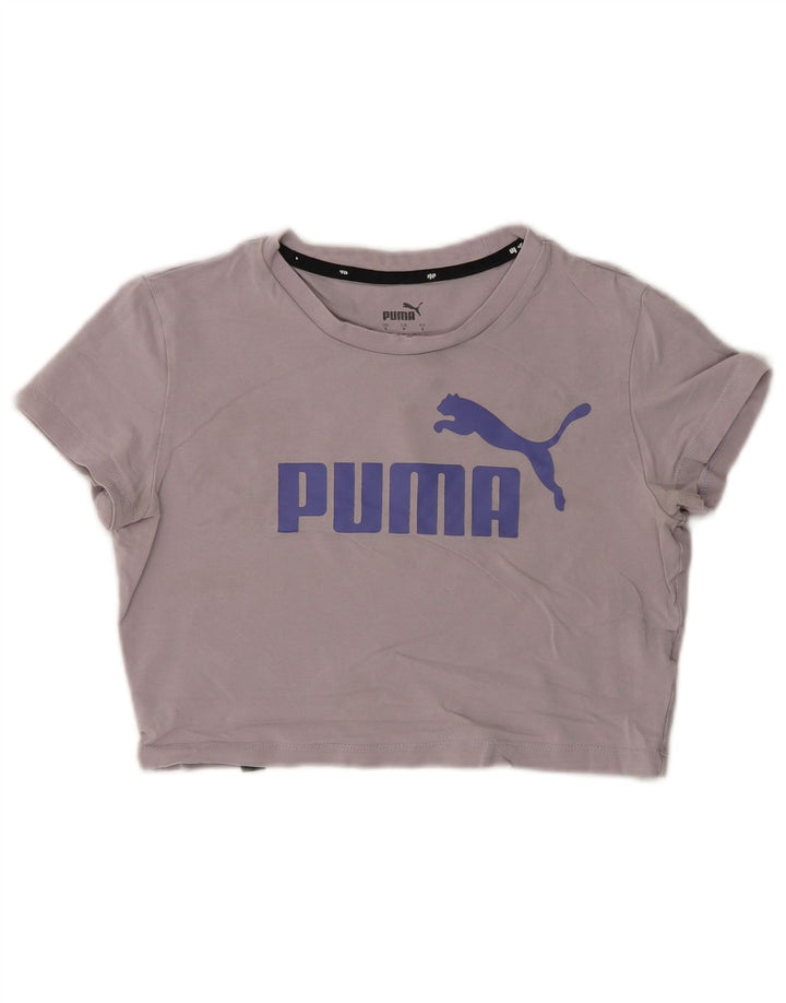 Puma Womens Crop Graphic T-Shirt Top UK 10 Small Grey