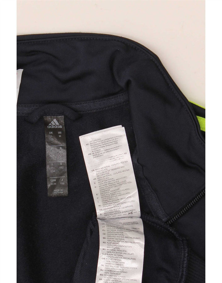 Adidas Boys Aeroready Tracksuit Top Jacket 11-12 Years Navy Blue Polyester