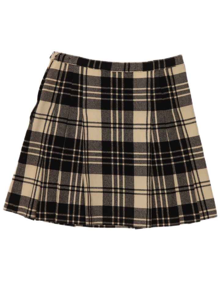 Vintage dame mininederdel W26 lille sort plaid