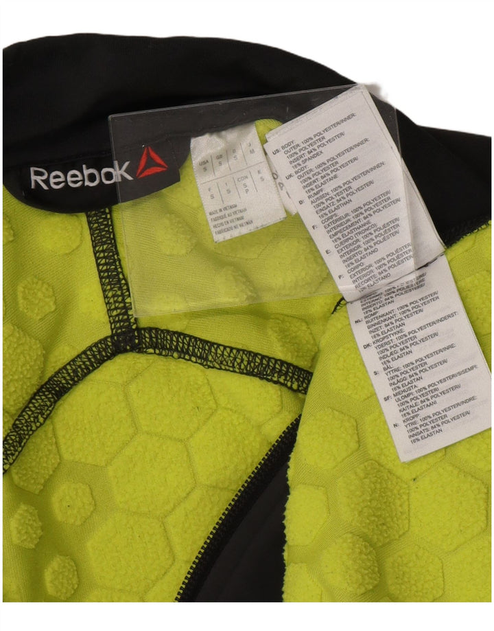 REEBOK Mens Graphic Zip Neck Pullover Tracksuit Top Small Grey Polyester