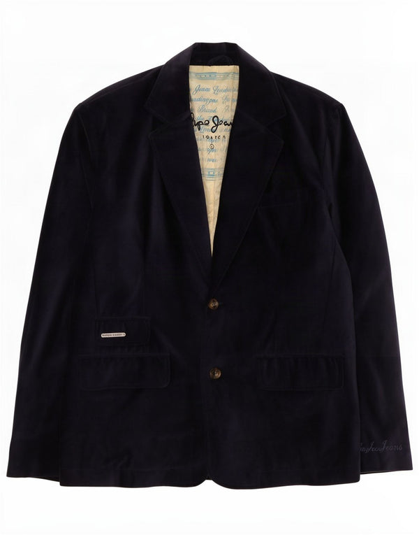 PEPE Jeans Chaqueta Blazer de Terciopelo con 2 Botones para Hombre UK 40 Large Azul Marino Algodón