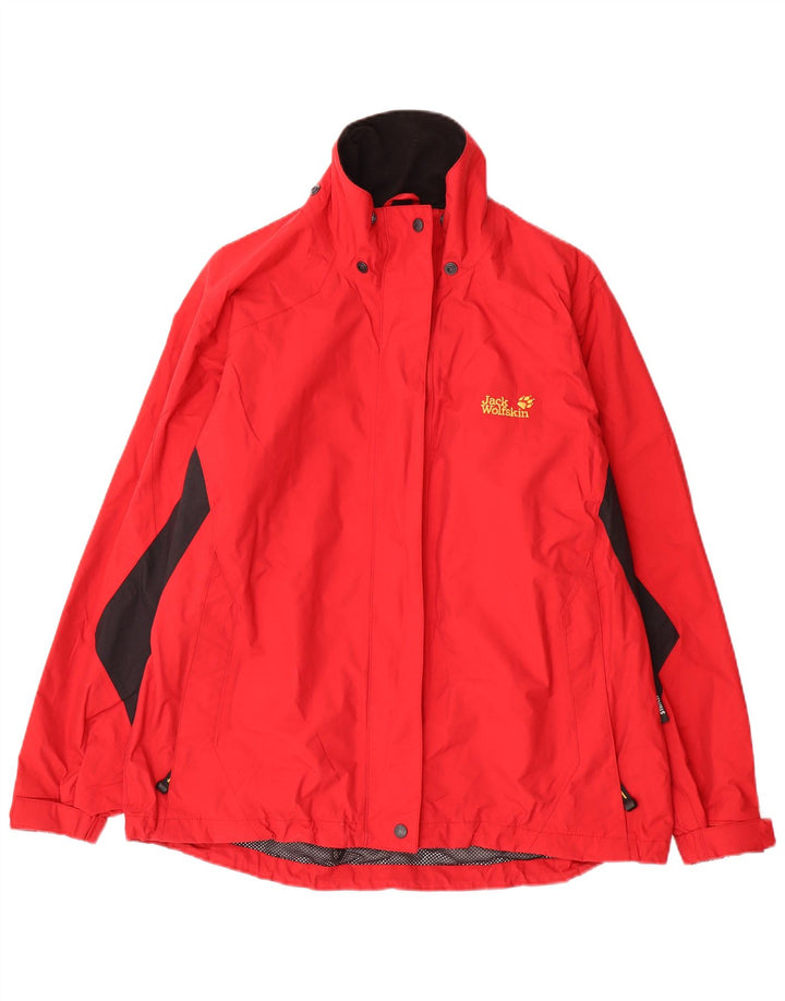JACK WOLFSKIN Womens Oversized Rain Jacket UK 18 XL Red Colourblock