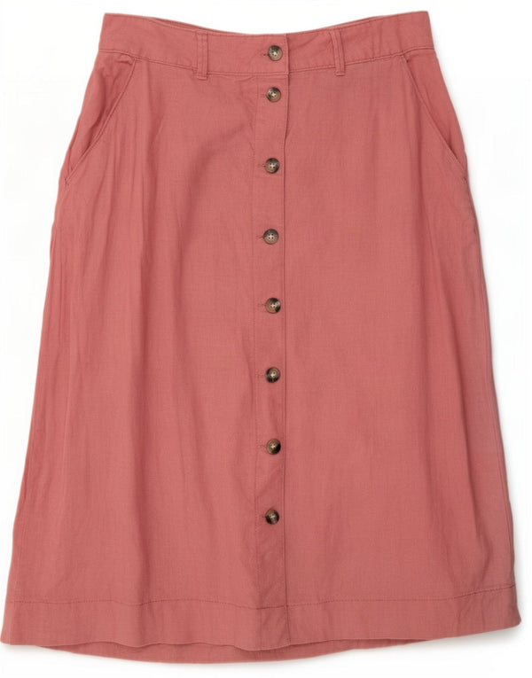 Gonna longuette a vita alta da donna Marks & Spencer UK 14 Large W30 Lino rosa