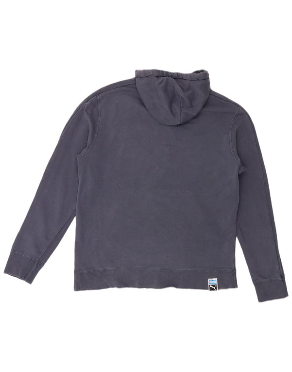 Puma Mens Graphic Hoodie Jumper Large Navy Blue Cotton