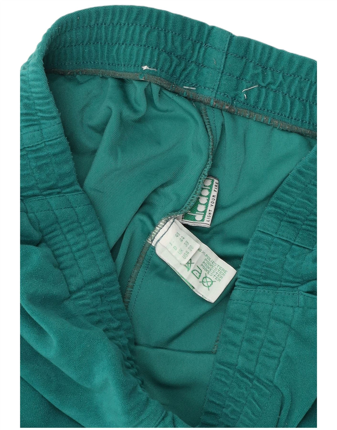 Diadora Mens Velour Tracksuit Trousers UK 38 Medium  Green Polyester